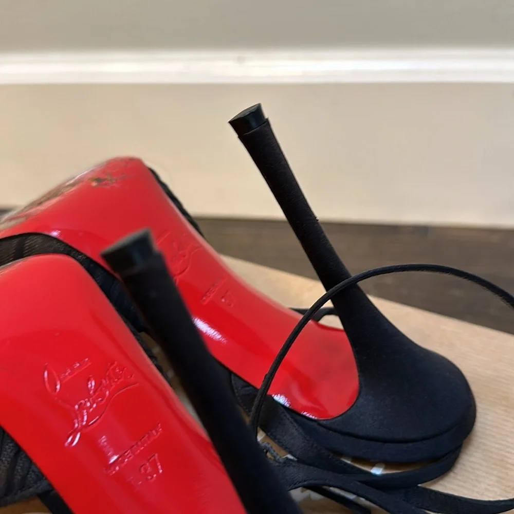 Christian Louboutin black satin heels - Picture 10 of 11